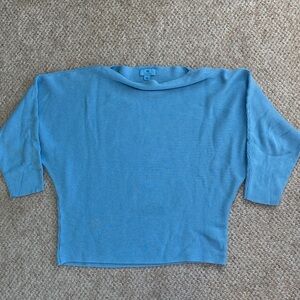 CeCe Sky Blue Ribbed Boatneck Sweater. Womens size L